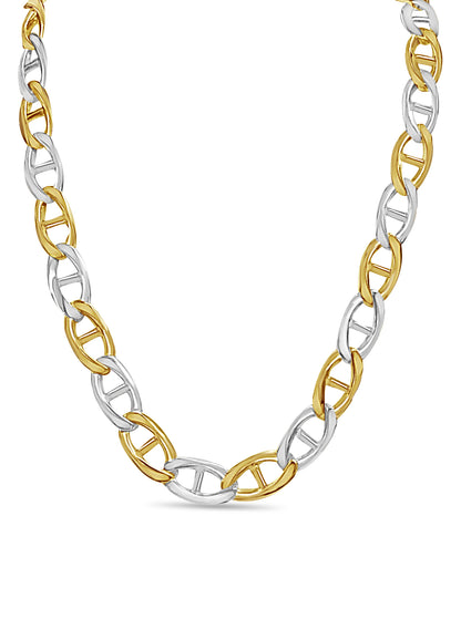 Mariner Solid White/Yellow/Rose Gold Handmade Necklace , 15mm, 16-30 Inch