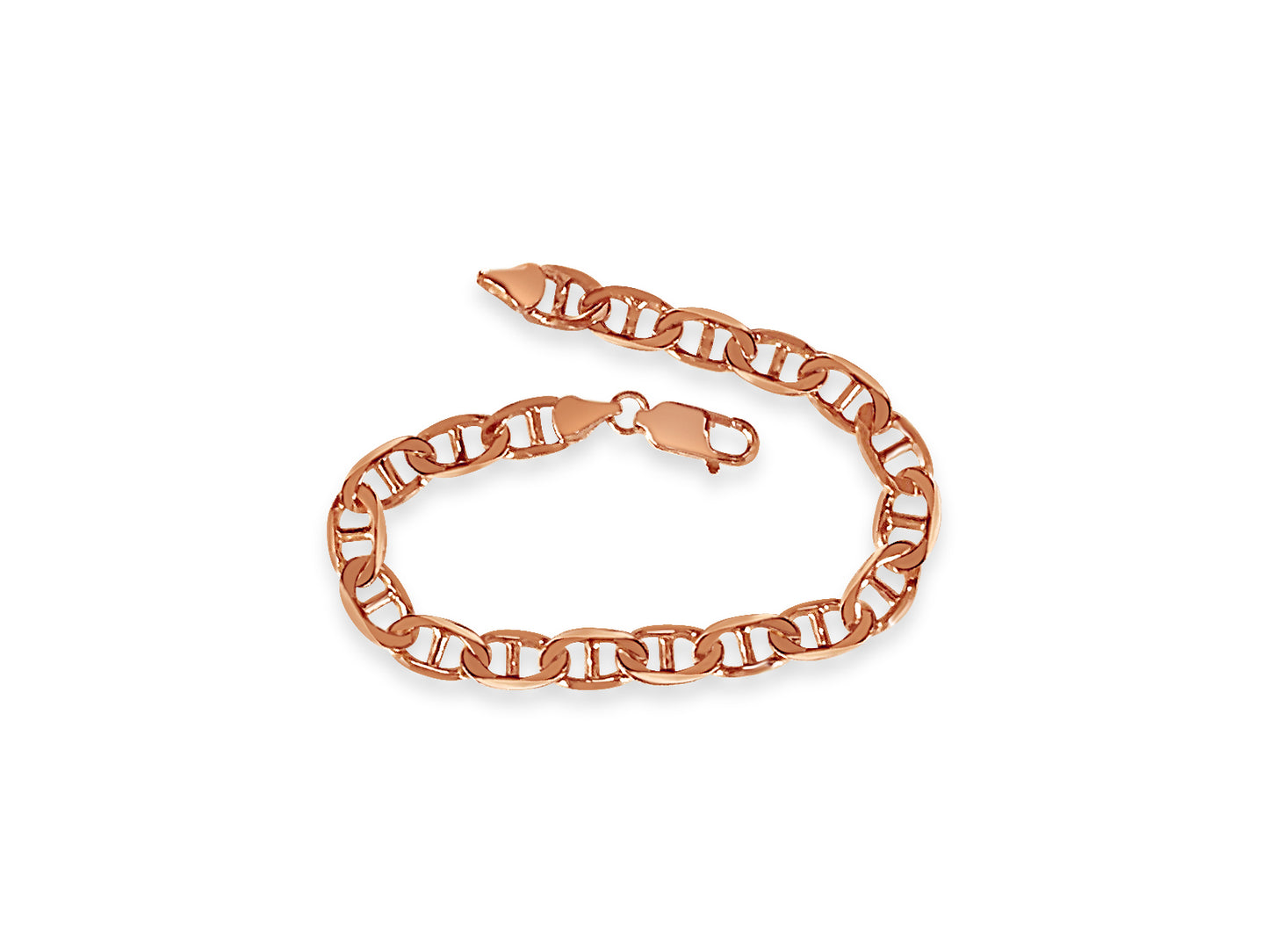 Mariner Solid White/Yellow/Rose Gold Handmade Bracelet , 8mm, 6.5-10 Inch