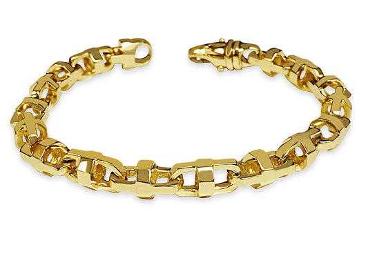 Anchor Mariner Solid White/Yellow/Rose Gold Handmade Bracelet , 11mm, 6.5-10 Inch