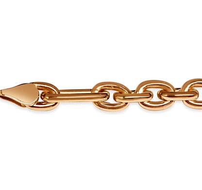 Rolo (Figaro) Solid White/Yellow/Rose Gold Handmade Bracelet , 7mm, 6.5-10 Inch