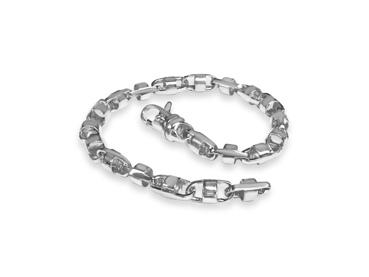 Anchor Mariner Solid White/Yellow/Rose Gold Handmade Bracelet , 7mm, 6.5-10 Inch