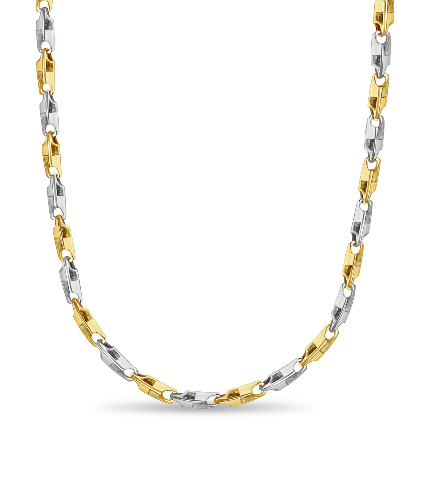 Rectangle Tube Solid White/Yellow/Rose Gold Handmade Necklace , 6mm, 16-30 Inch