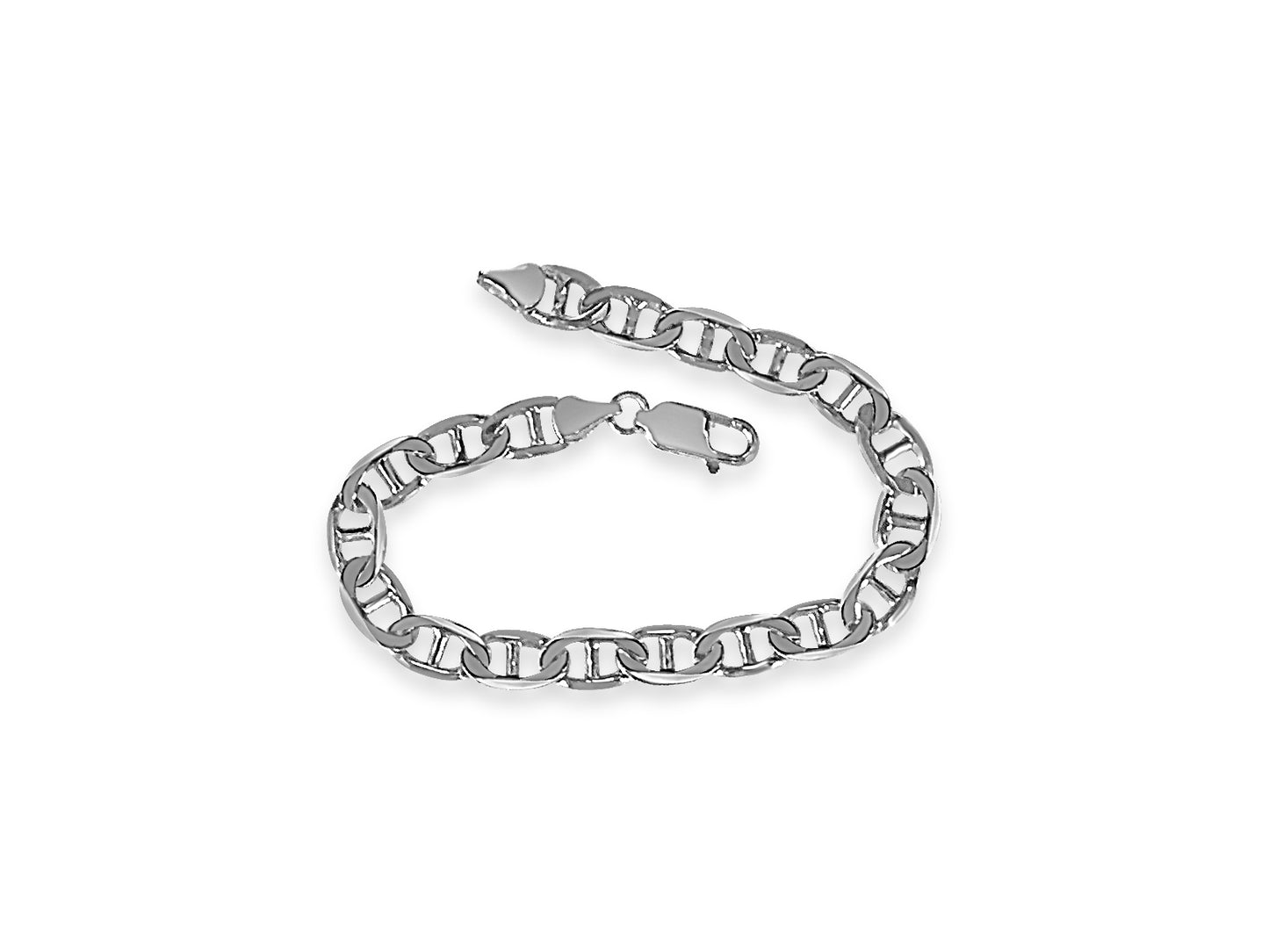 Mariner Solid White/Yellow/Rose Gold Handmade Bracelet , 8mm, 6.5-10 Inch