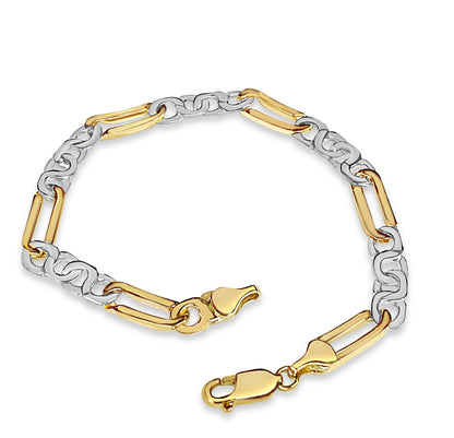 Figaro Infinity Solid White/Yellow/Rose Gold Handmade Bracelet , 6mm, 6.5-10 Inch