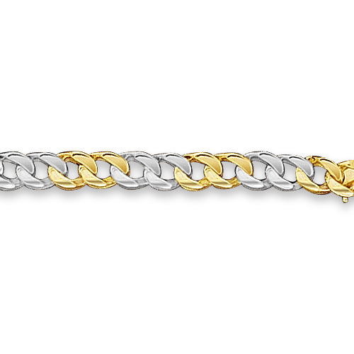 ID Curb Solid White/Yellow/Rose Gold Handmade Bracelet , 9mm, 6.5-10 Inch