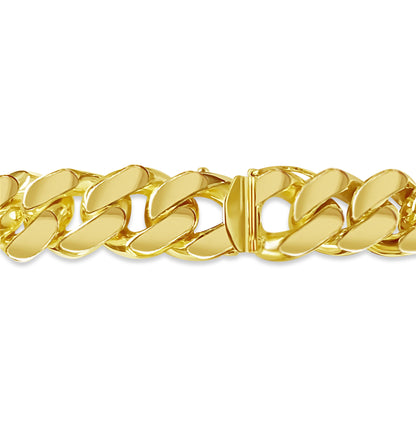 ID Curb Solid White/Yellow/Rose Gold Handmade Bracelet , 15mm, 6.5-10 Inch