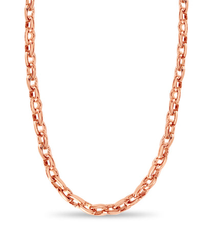 Fancy Rolo Solid White/Yellow/Rose Gold Handmade Necklace , 8mm, 16-30 Inch