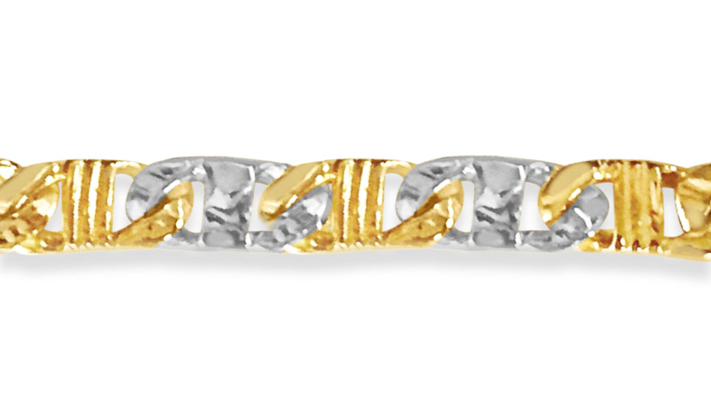 Anchor Mariner Solid White/Yellow/Rose Gold Handmade Bracelet , 6mm, 6.5-10 Inch