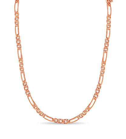 Figaro Solid White/Yellow/Rose Gold Handmade Necklace , 5mm, 16-30 Inch