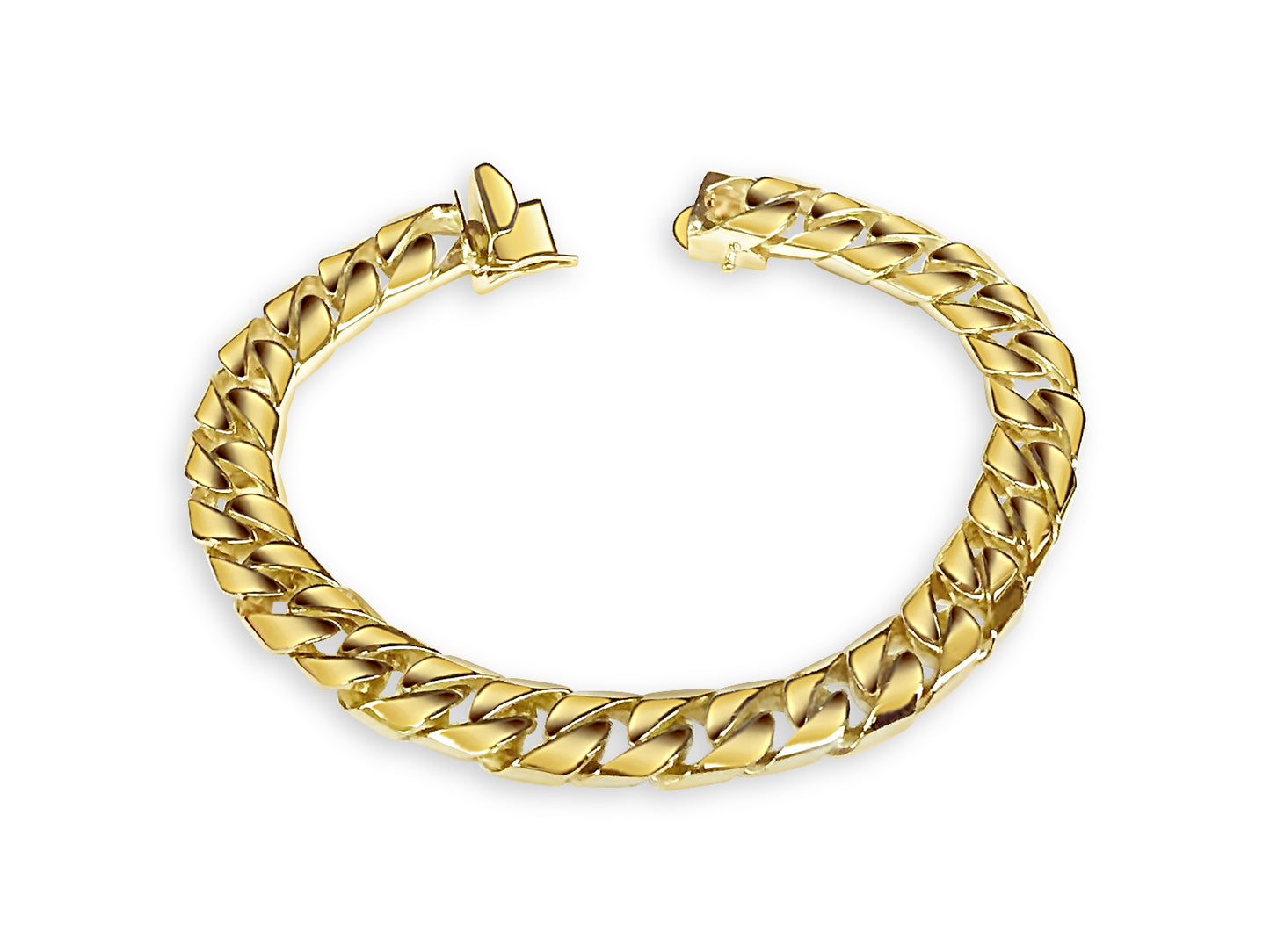 Curb Solid White/Yellow/Rose Gold Handmade Bracelet , 9mm, 6.5-10 Inch