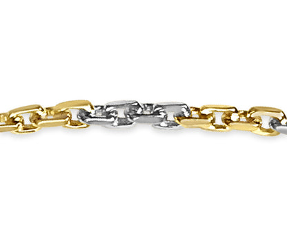 Fancy Rolo Solid White/Yellow/Rose Gold Handmade Bracelet , 7mm, 6.5-10 Inch