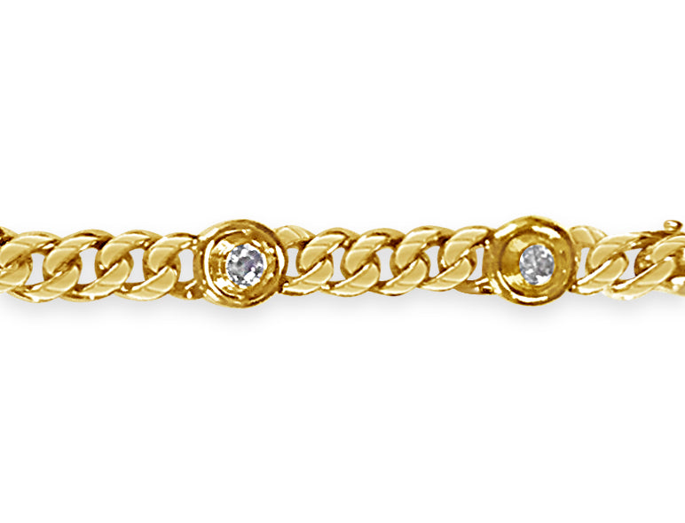 Curb Solid White/Yellow/Rose Gold Handmade Bracelet , 8mm, 6.5-10 Inch