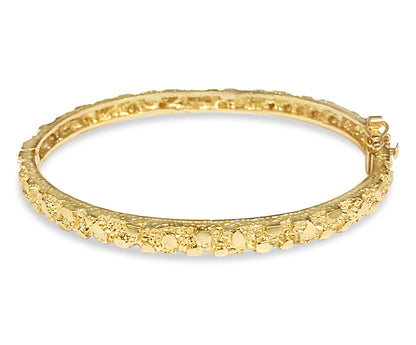 Nugget Bangle Solid White/Yellow/Rose Gold Handmade Bracelet , 5mm, 6.5-10 Inch