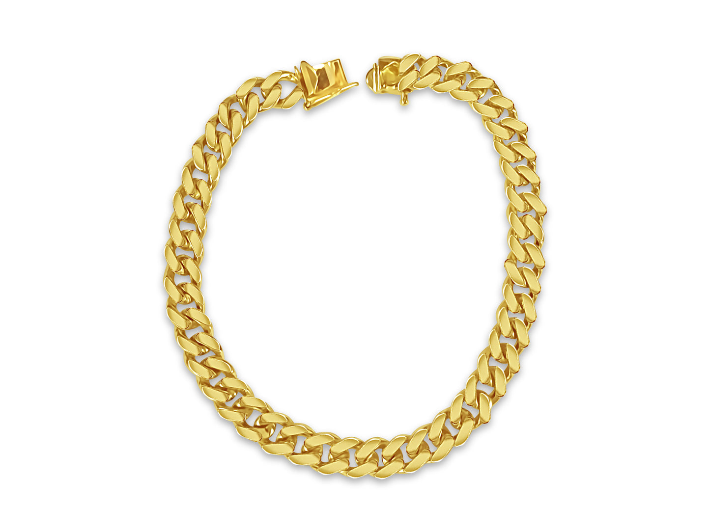 Curb Solid White/Yellow/Rose Gold Handmade Bracelet , 7mm, 6.5-10 Inch