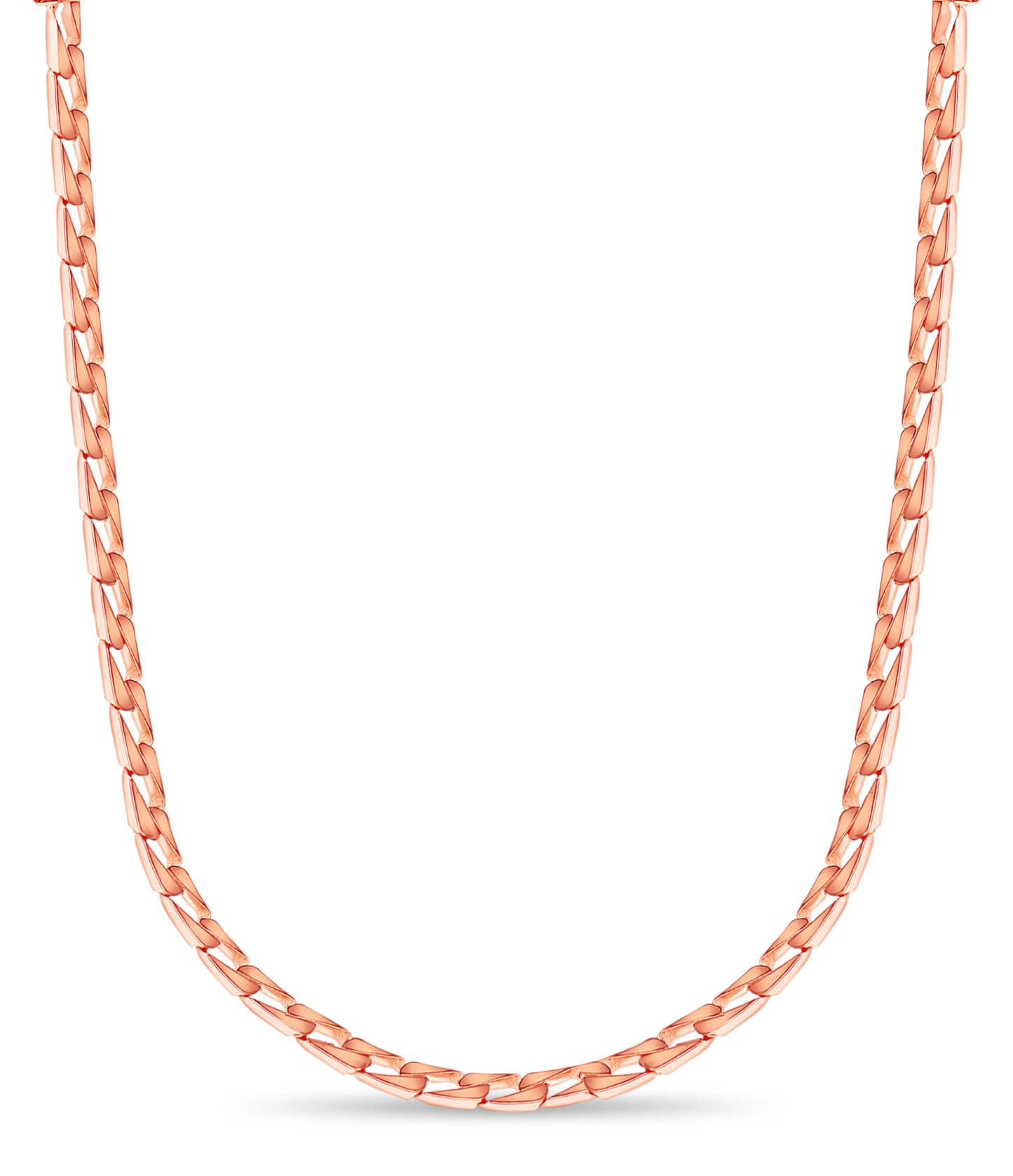 Curb Solid White/Yellow/Rose Gold Handmade Necklace , 9mm, 16-30 Inch