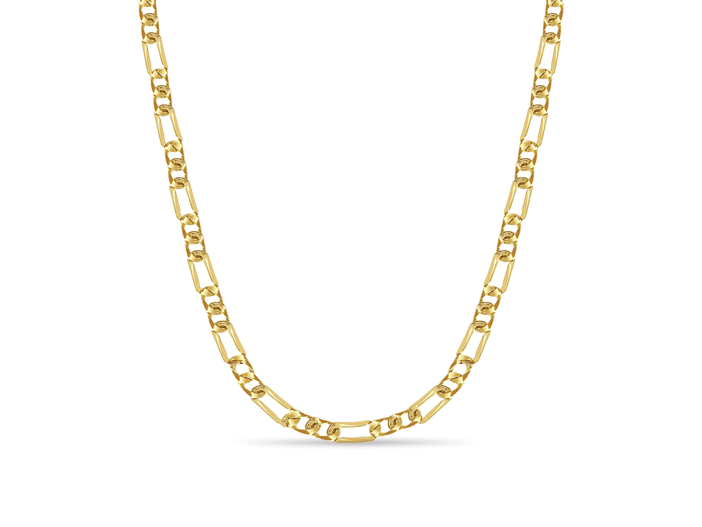 Figaro Solid White/Yellow/Rose Gold Handmade Necklace , 7mm, 16-30 Inch