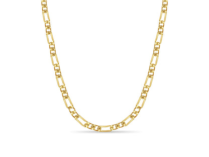 Figaro Solid White/Yellow/Rose Gold Handmade Necklace , 7mm, 16-30 Inch