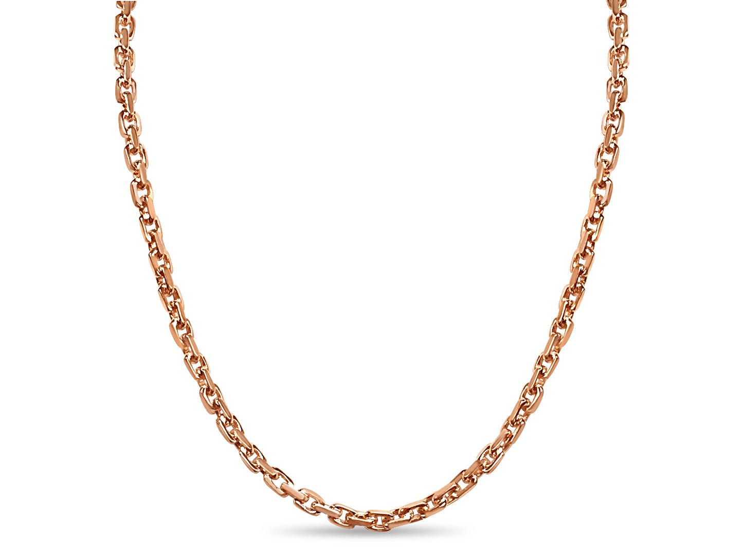 Fancy Rolo Solid White/Yellow/Rose Gold Handmade Necklace , 7mm, 16-30 Inch