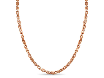 Fancy Rolo Solid White/Yellow/Rose Gold Handmade Necklace , 7mm, 16-30 Inch