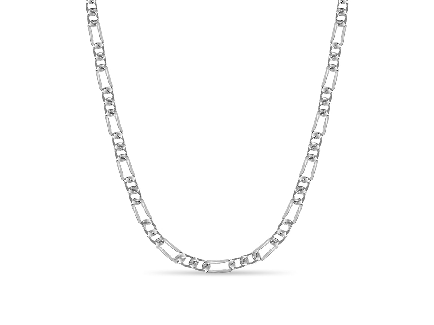 Figaro Solid White/Yellow/Rose Gold Handmade Necklace , 7mm, 16-30 Inch