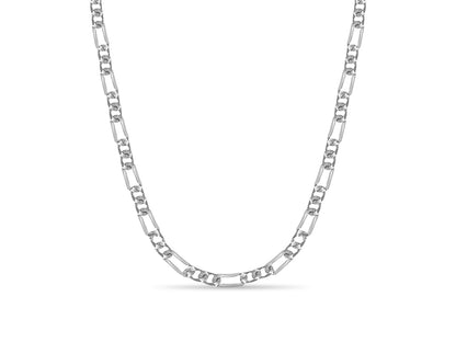 Figaro Solid White/Yellow/Rose Gold Handmade Necklace , 7mm, 16-30 Inch