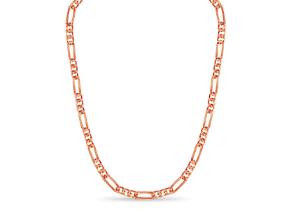 Figaro Solid White/Yellow/Rose Gold Handmade Necklace , 8mm, 16-30 Inch