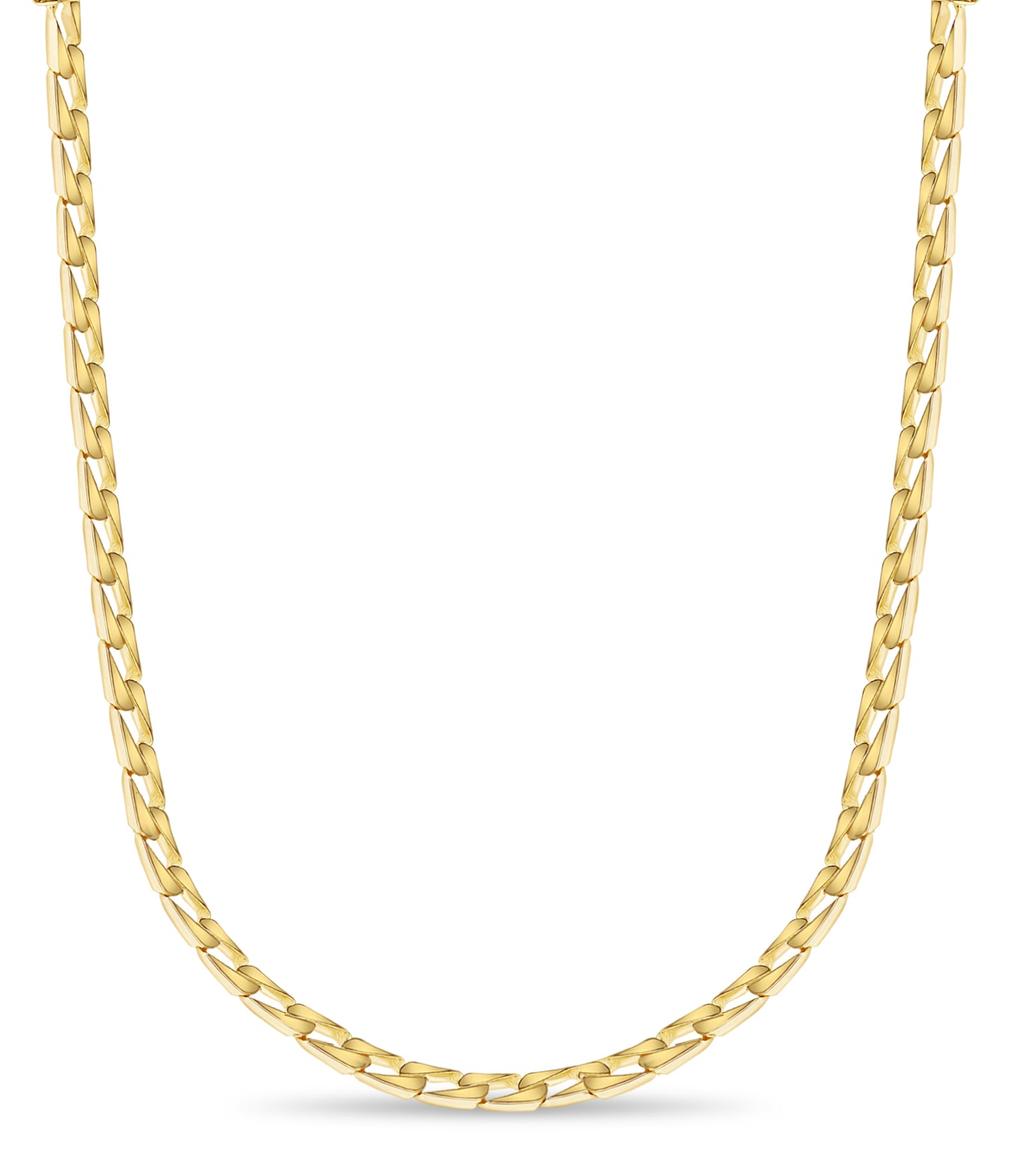 Curb Solid White/Yellow/Rose Gold Handmade Necklace , 9mm, 16-30 Inch