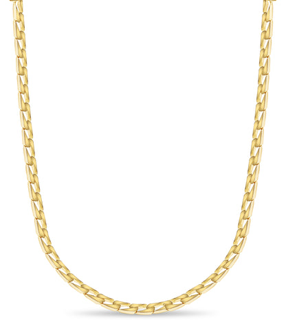 Curb Solid White/Yellow/Rose Gold Handmade Necklace , 9mm, 16-30 Inch