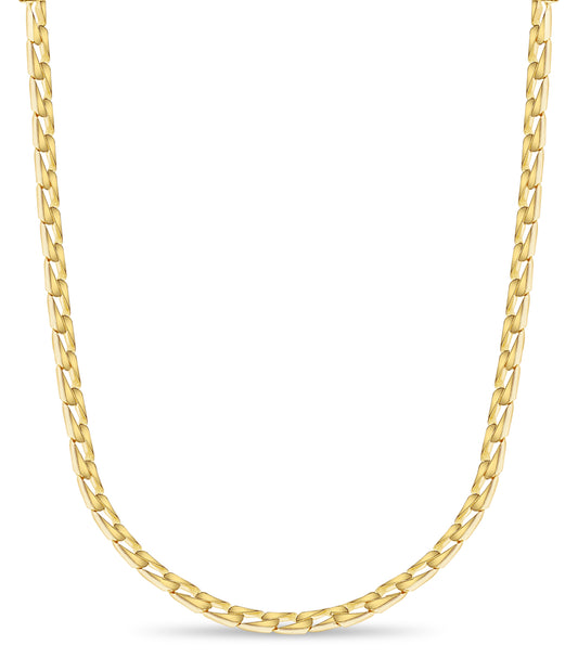 Curb Solid White/Yellow/Rose Gold Handmade Necklace , 9mm, 16-30 Inch