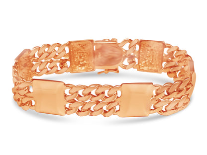 Curb & Bar Solid White/Yellow/Rose Gold Handmade Bracelet , 17mm, 6.5-10 Inch