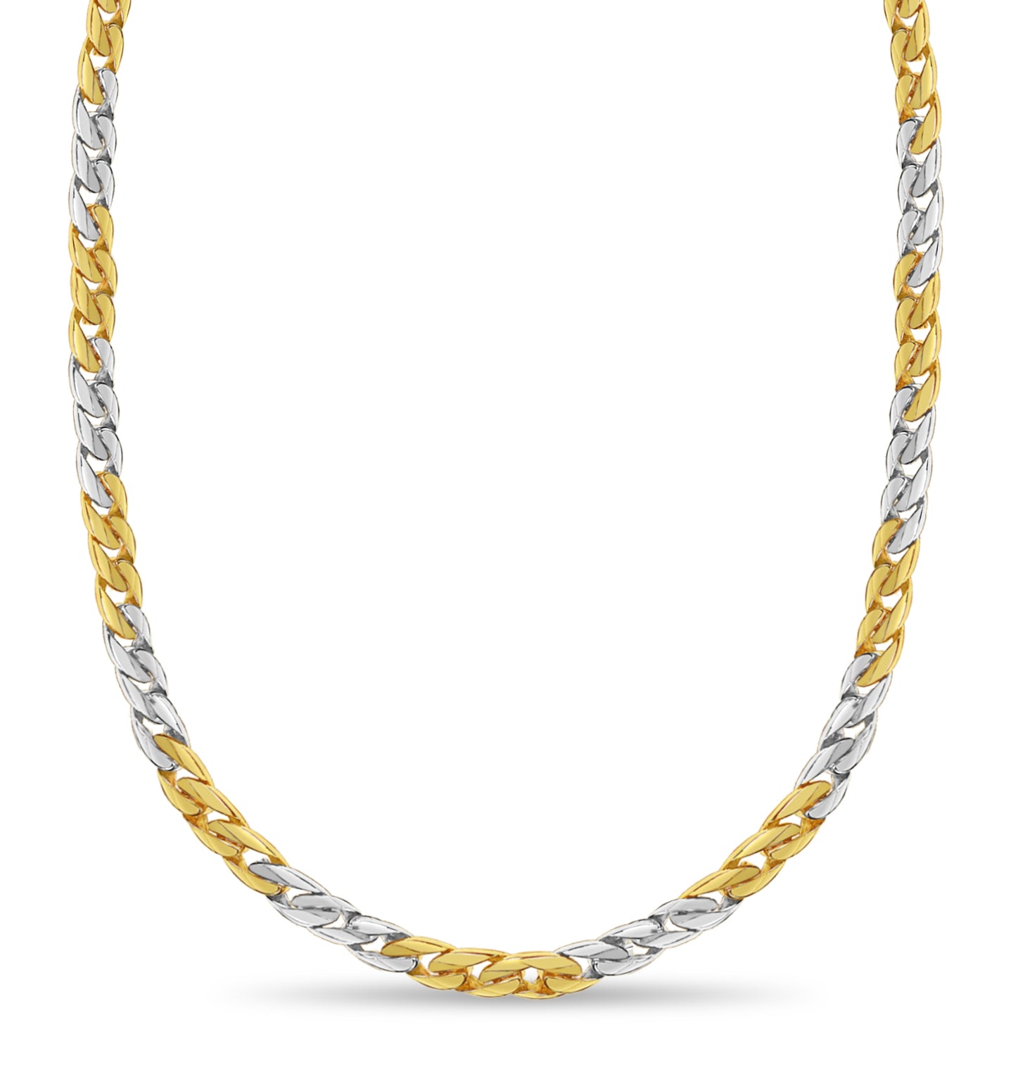 Curb Solid White/Yellow/Rose Gold Handmade Necklace , 13mm, 16-30 Inch