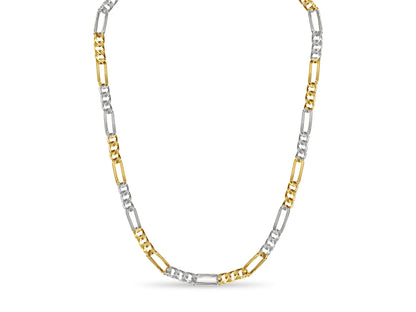 Figaro Solid White/Yellow/Rose Gold Handmade Necklace , 8mm, 16-30 Inch