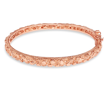 Nugget Bangle Solid White/Yellow/Rose Gold Handmade Bracelet , 5mm, 6.5-10 Inch