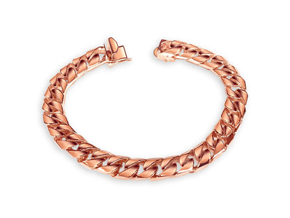 Curb Solid White/Yellow/Rose Gold Handmade Bracelet , 9mm, 6.5-10 Inch