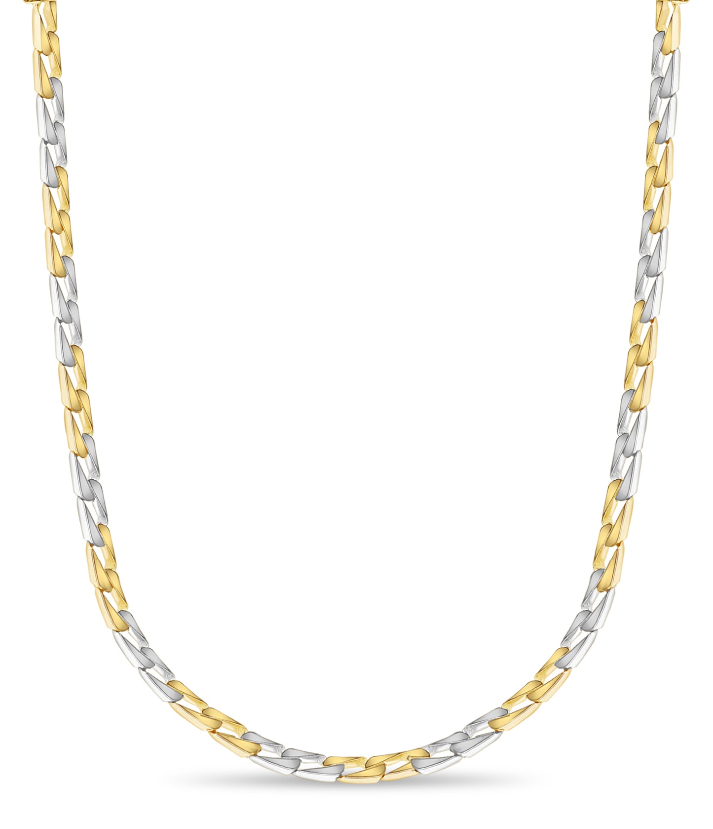 Curb Solid White/Yellow/Rose Gold Handmade Necklace , 9mm, 16-30 Inch