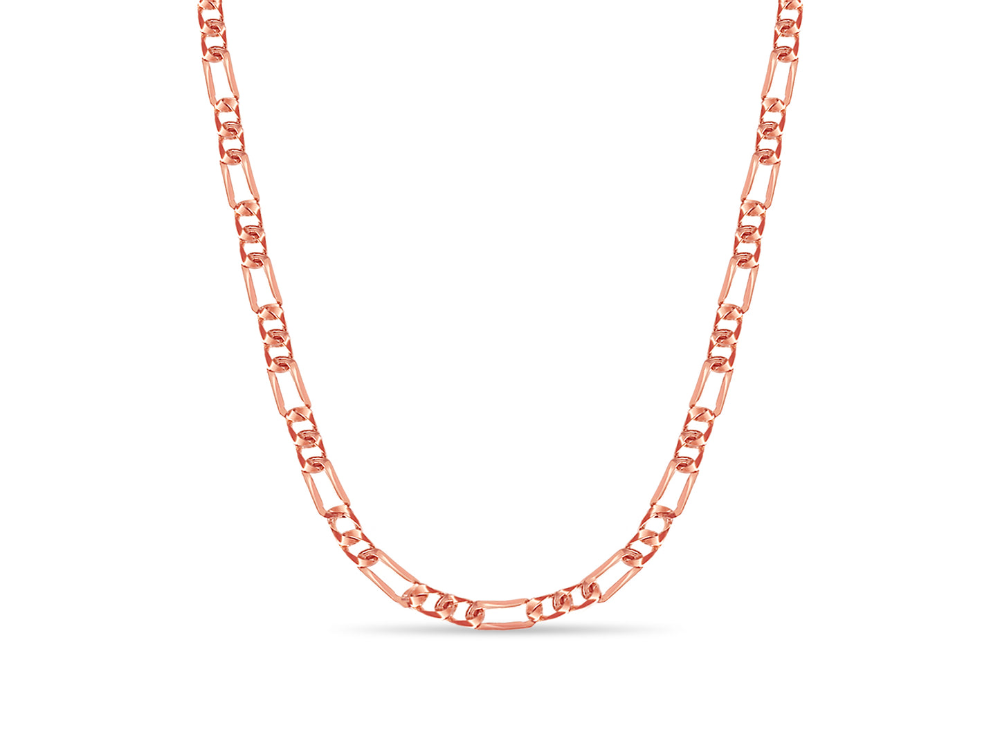 Figaro Solid White/Yellow/Rose Gold Handmade Necklace , 7mm, 16-30 Inch