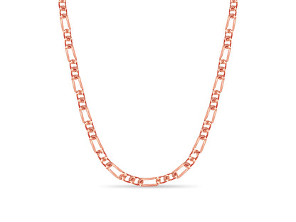 Figaro Solid White/Yellow/Rose Gold Handmade Necklace , 7mm, 16-30 Inch