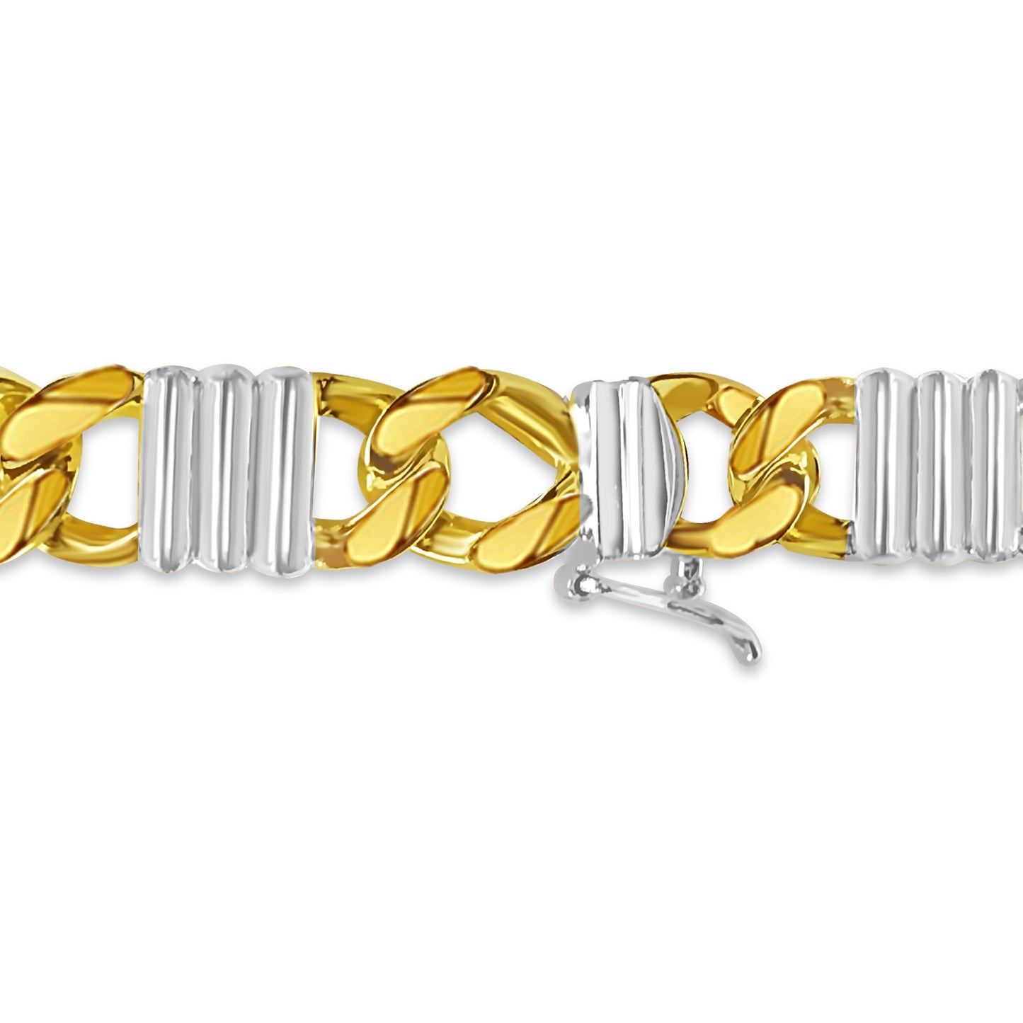 Curb Solid White/Yellow/Rose Gold Handmade Bracelet , 9mm, 6.5-10 Inch