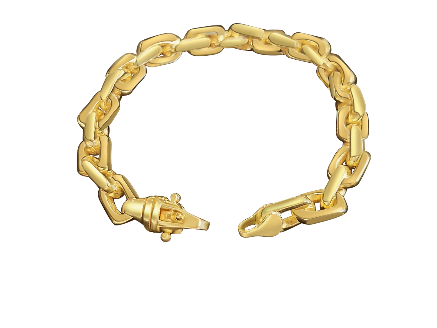 Fancy Rolo Solid White/Yellow/Rose Gold Handmade Bracelet , 8mm, 6.5-10 Inch