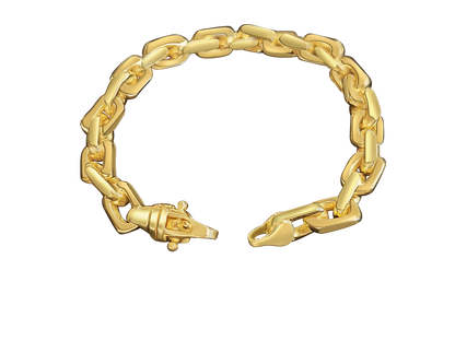 Fancy Rolo Solid White/Yellow/Rose Gold Handmade Bracelet , 8mm, 6.5-10 Inch