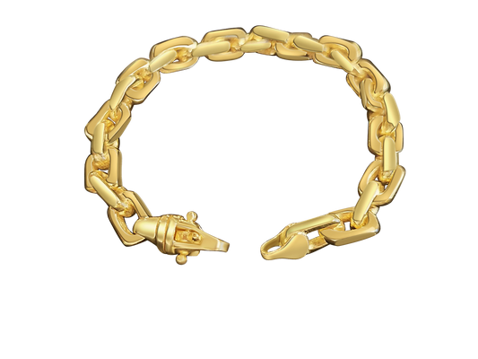 Fancy Rolo Solid White/Yellow/Rose Gold Handmade Bracelet , 8mm, 6.5-10 Inch