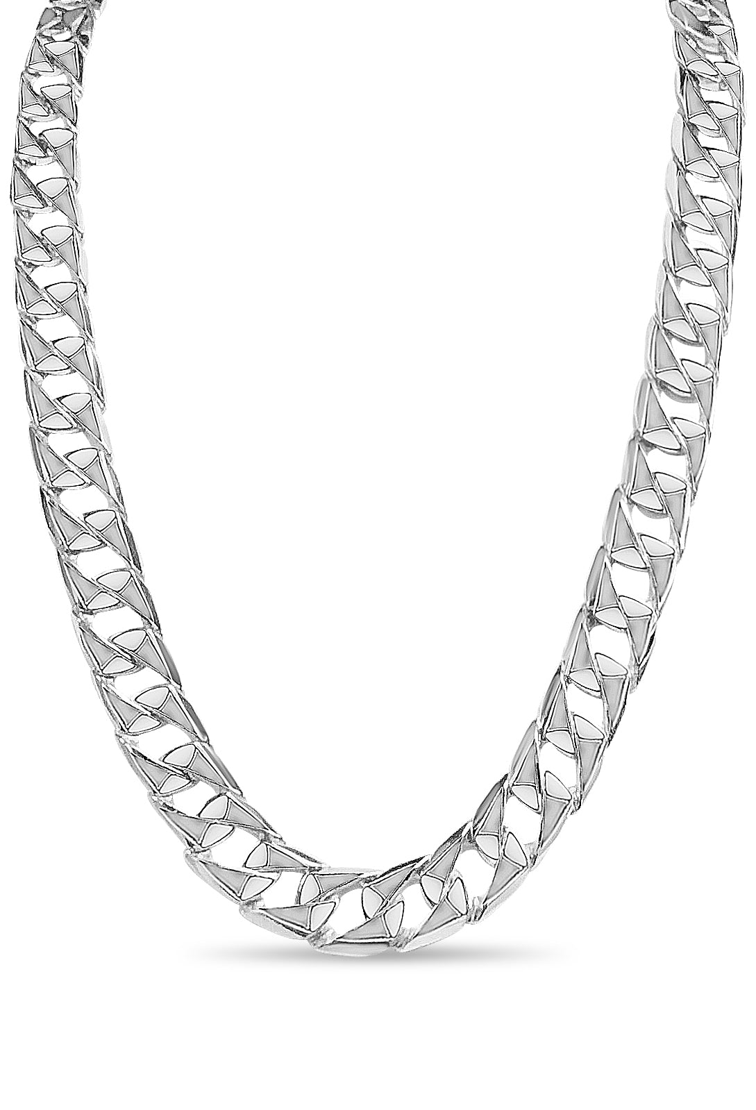 Curb Solid White/Yellow/Rose Gold Handmade Necklace , 14mm, 16-30 Inch