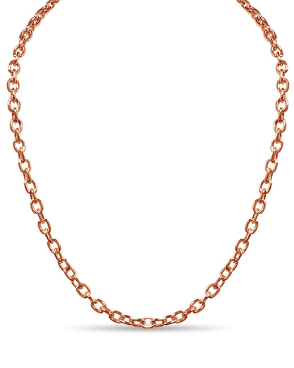 Fancy Rolo Solid White/Yellow/Rose Gold Handmade Necklace , 5mm, 16-30 Inch