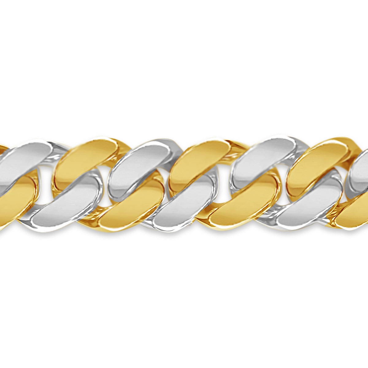 Miami Cuban Solid White/Yellow/Rose Gold Handmade Bracelet , 13mm, 6.5-10 Inch