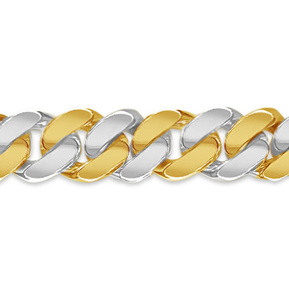 Miami Cuban Solid White/Yellow/Rose Gold Handmade Bracelet , 13mm, 6.5-10 Inch