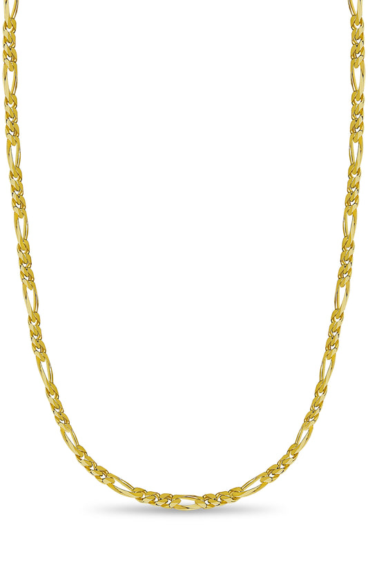 Figaro Solid White/Yellow/Rose Gold Handmade Necklace , 5mm, 16-30 Inch