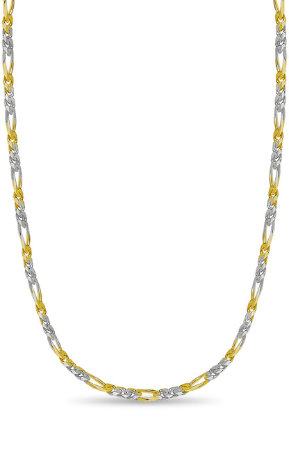 Figaro Solid White/Yellow/Rose Gold Handmade Necklace , 5mm, 16-30 Inch