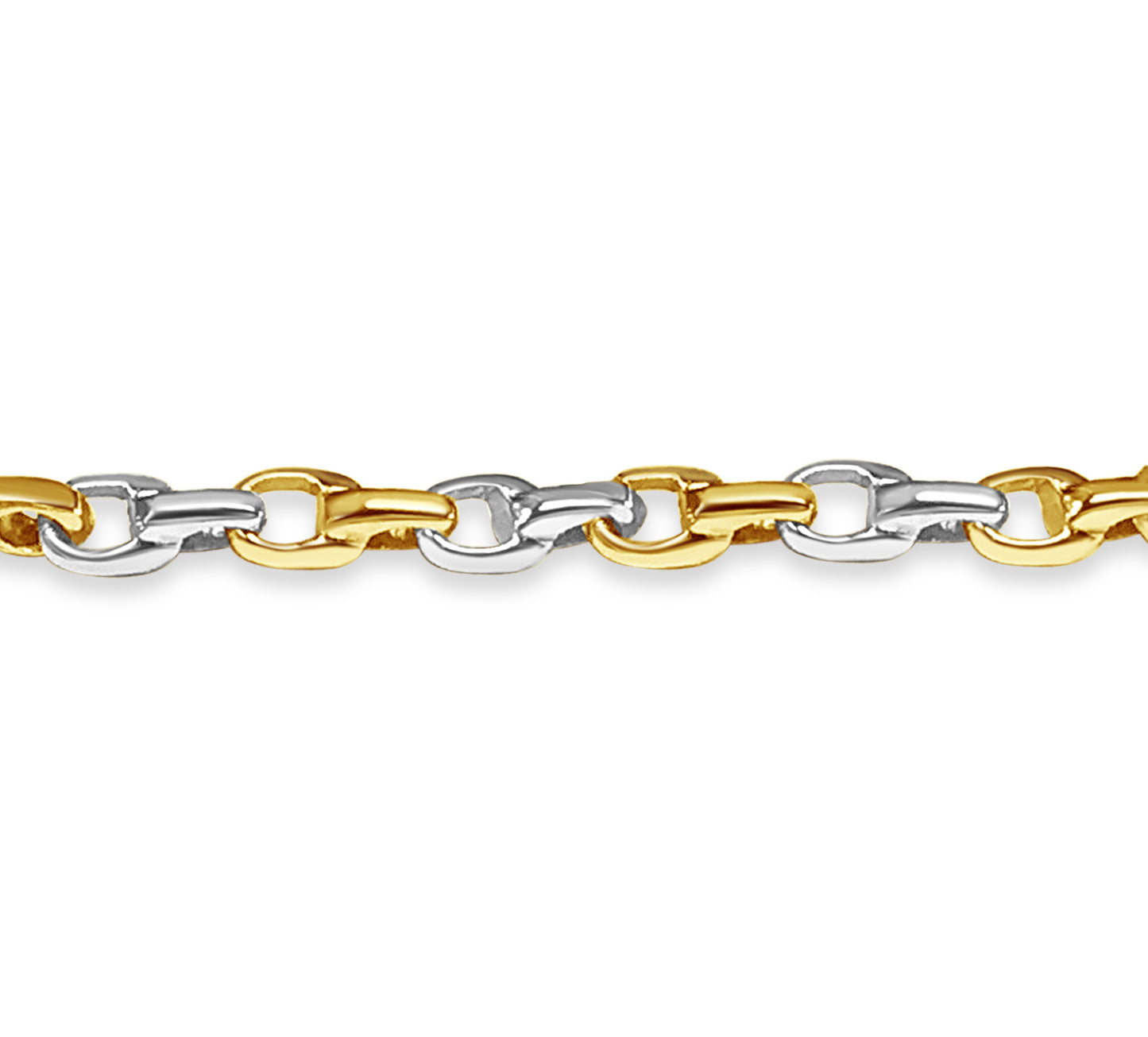 Fancy Rolo Solid White/Yellow/Rose Gold Handmade Bracelet , 6mm, 6.5-10 Inch