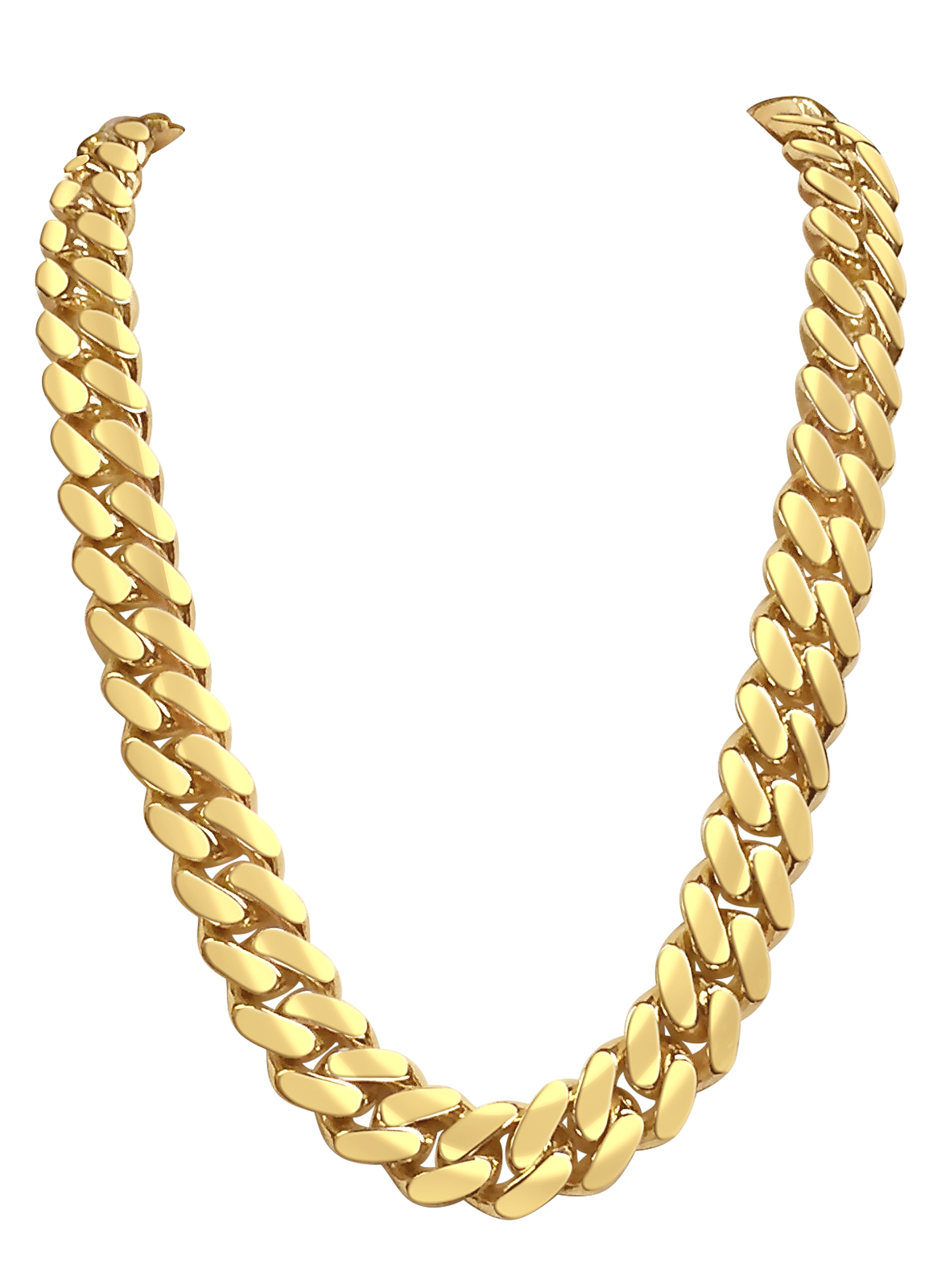 Miami Cuban Solid White/Yellow/Rose Gold Handmade Necklace , 14mm, 16-30 Inch