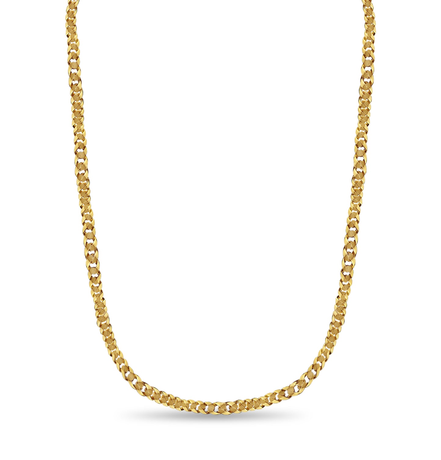 Curb Solid White/Yellow/Rose Gold Handmade Necklace , 15mm, 16-30 Inch